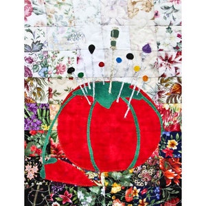 Tomato Pin Cushion - 2&quot; Squares Pre-Cut WHIMS Watercolor Quilt Kit by Mim Schlabach -  Block 10 of Rachel&#39;s Sewing Room
