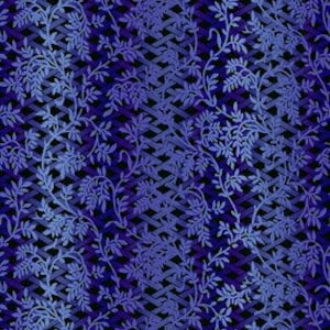 Exotic Spice by 2LCF 4 Leaves on Lattice Cobalt Blue by Jason Yenter for In The Beginning Fabrics - 100% Premium Cotton