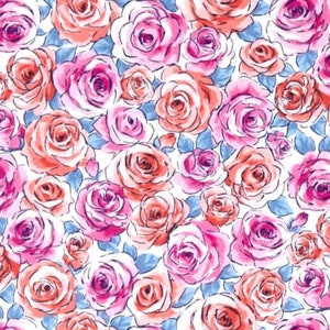 Andover Top Drawer Roses in Baby Blue by Kathy Hall A-8891-E - 100% Premium Cotton