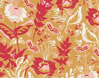 RMS-1506 Wondermint Honey, Coral & Golden Yellow Fabric for Andover Fabric - 100% Premium Cotton Fabric