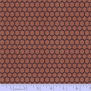 Bristle Creek Farmhouse honeycomb Paula Barnes for Marcus - R22 7890-0111 Red and Brown Dots - Civil War Reproduction - 100% Cotton