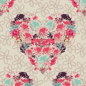 SALE Heart Melodies - HME-80400 by Art Gallery - Heart Fields Always - Heart Floral Print - 100% Premium Cotton