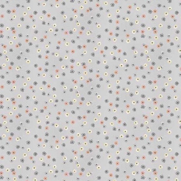 Andover/Makower Fabric DREAM TP-2009-S Blossom Silver Gray Flowers - Free Quilt Pattern Link - 100% Premium Quilt Shop Cotton