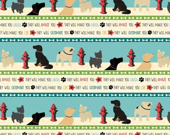 Wilmington Dog Wisdom by Jo Moulton Repeating Stripe # 14608-243, Juvenile, Quilting Fabric, Apparel Fabric, 100% Premium Cotton