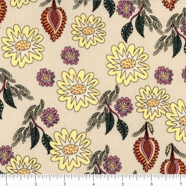 Flock Together by 1/2 Yard - Field of Flowers PWMO003 by Kathy Doughty for Free Spirit - Purple and Yellow - 100% Premium Quilt Cotton