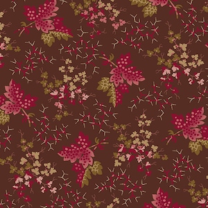 Falling Leaves A-9522-R Burgundy - Anne’s English Scrapbox by Di Ford-Hall for Andover Fabric - 100% Premium Reproduction Cotton Fabric