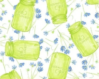 Flower Jars Lime Green 50578-1 - Cottage Joy by Shannon Christensen for Windham Fabrics - 100% Premium Quilt Shop Cotton