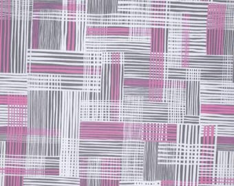 Free Spirit by 1/2 Yard - Palermo Charcoal Plaid PWEM064 by Erin McMorris - Pink Grey Plaid - 100% Premium Quilt Shop Cotton