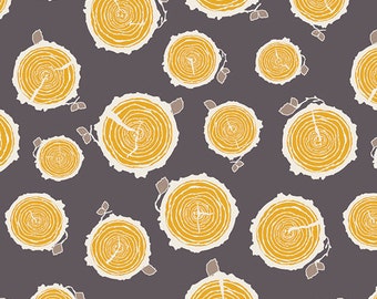 Sweet as Honey for Art Gallery Fabrics - SAH-1605 Tree Rooted Midnight Grey Yellow Orange - 100% Premium Cotton