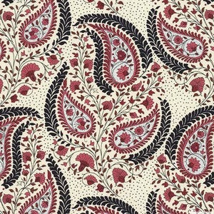 Cat Centric 3GSD-5 Red and White Paisley by Gray Sky Studio for In The Beginning Fabrics - 100%  Premium Cotton