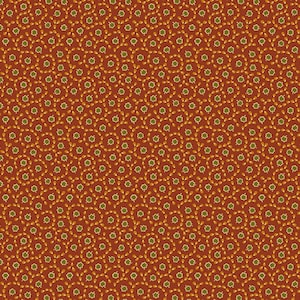 EMMA A-8773-KR Orange Red Ditsy Leave by Kathy Hall for Andover Fabric - Reproduction - 100% Premium Quilt Shop Cotton
