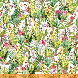 Flamingos by Melissa Ybarra - Iza Pearl Design for Windham Fabrics 42277-X - 100% Premium Quilt Shop Cotton Fabric