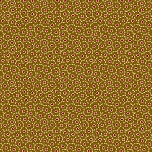 EMMA A-8773-LN Brown and Red Ditsy Leave by Kathy Hall for Andover Fabric - Reproduction Fabric - 100% Premium Cotton