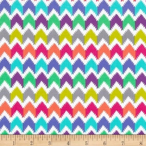 Michael Miller por 1/2 yarda - Emilia Grape Fiesta 6718 - Fizz Tula Chevron - Purple Blue Orange Pink - 100% Premium Cotton Fabric