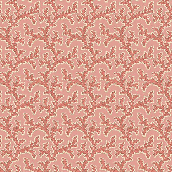 A-9130-R Rochester Rose Coral Vines by Di Ford-Hall for Andover - 19th Century English - 100% Premium Reproduction Cotton Fabric