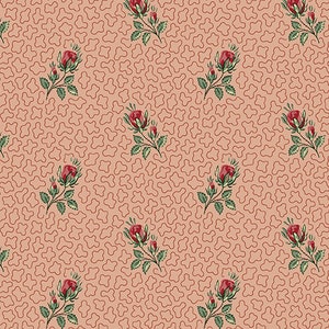 First Rose A-9526-R Rose - Anne’s English Scrapbox von Di Ford-Hall für Andover Fabric - 100% Premium Reproduktion Baumwollstoff
