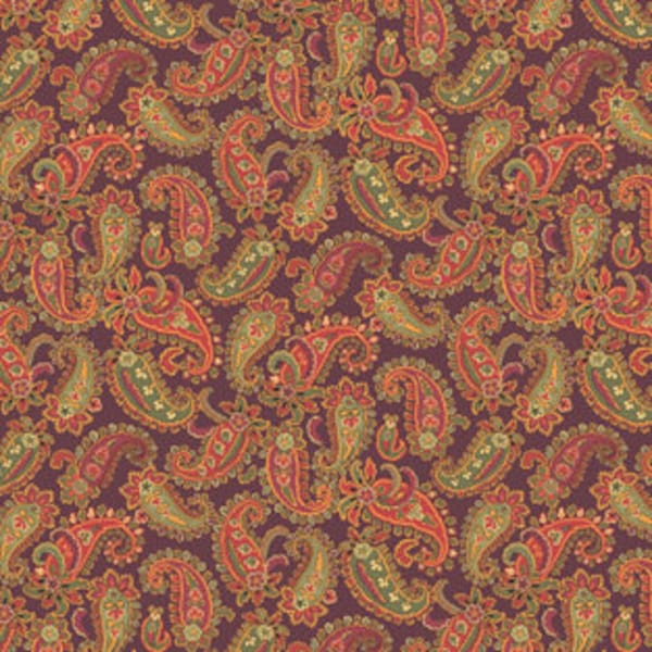 Carlisle A 8468 N Paisley Brown by Kathy Hall for Andover Fabrics - Brown Green Orange - Reproduction - 100% Premium Cotton