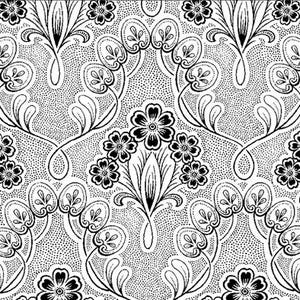 Cat Centric 5GSD-3 Black and White Floral by Gray Sky Studio for In The Beginning Fabrics - 100% Premium Cotton