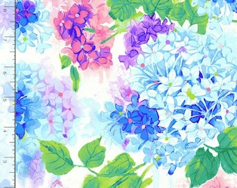 Hydrangia Bouquets Rain Blossoms Fabric - C7939 Timeless Treasures - 100% Premium Quilt Shop Cotton