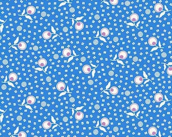 Andover Adeline Blue Flowers - A 8976 B by Kathy Hall - Blue, Purple and White 1930's Reproduction - 100% Premium Quilt Shop Cotton