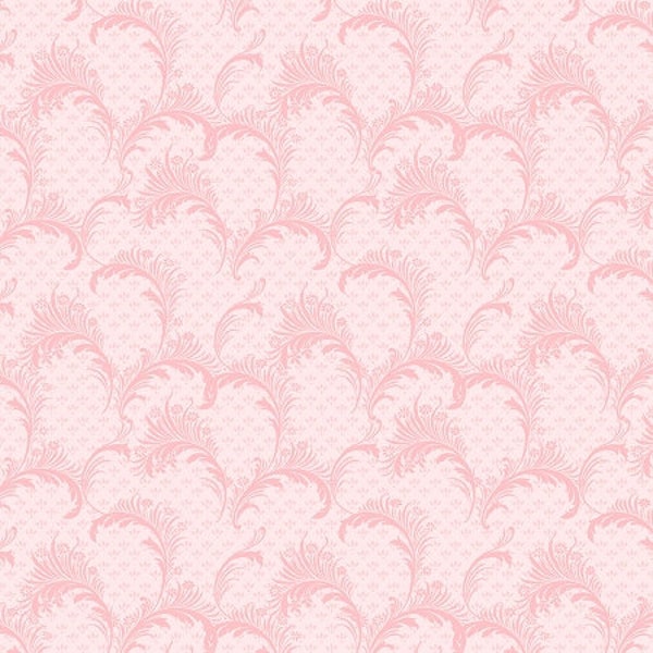 Rhapsody In Reds - 98649 Pink Feathers by Kaye England for Wilmington Fabrics - 100% Premium Cotton Fabric