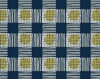 Mark Navy Blue Yellow Square Dot R51 7995-0150 Devon County by Karen Styles for Marcus - Civil War - 100% Premium Cotton - 17" End of Bolt