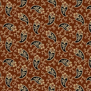 Thoroughbreds Bandana Burnt Umber and Black Paisley - A-8677-N by Two Can Art for Andover - 100% Premium Quilt Shop Cotton