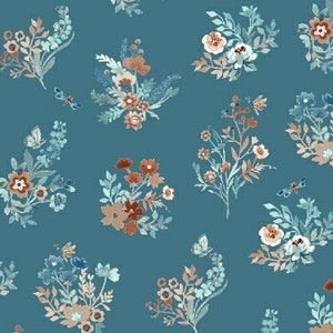 Bouquet Turquoise 50645-3 by the Half Yard - Birdsong by Clare Theresa Gray for Windham - FREE Quilt Pattern - 100% Premium Quilt Cotton