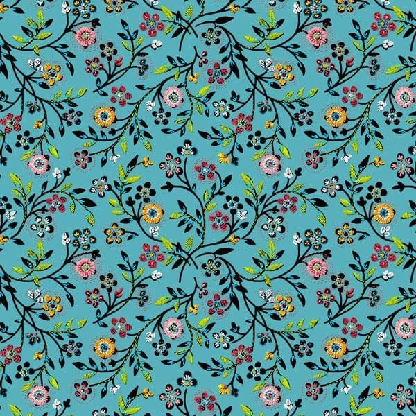 Free Spirit Fabrics PWOB007.THUND Broderie Boheme Garden Of Delights Thunders by Odile Bailloeul BOHO - 100% Premium Cotton