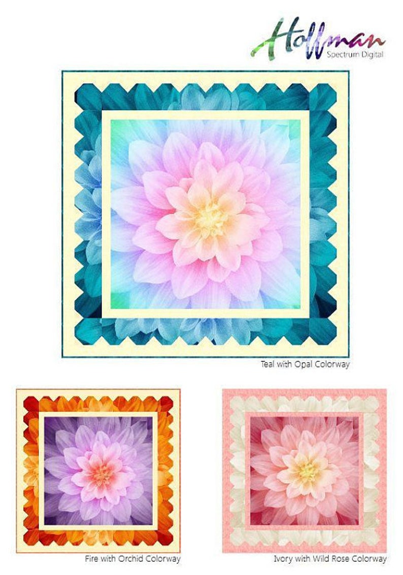 Hoffman Dream Big 43 x 43 Panel in Prism P4389H-633 digital print cotton fabric rainbow flower floral woven quilting