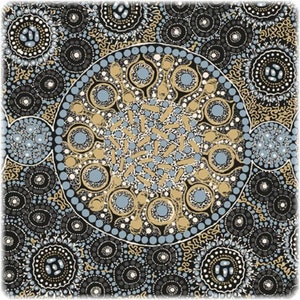 Original Aboriginal Art Design Apparel - FLARB Fresh Life After Rain Black for M&S Textiles in Australia - 100% Premium Cotton