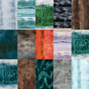 May include: A collection of 18 digital paper textures in various colors and patterns, including wood, water, and foliage.
