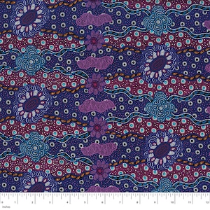 Original Aboriginal Art Design Apparel Lillup Dreaming Purple by Karen Bird LDRP - M&S Textiles Australia - 100% Premium Cotton