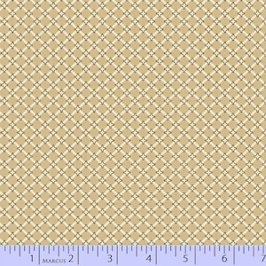 Bristle Creek Farmhouse by Paula Barnes for Marcus - R22 7894-0142 Tan White Brown Square Dot - Civil War Reproduction - 100% Premium Cotton