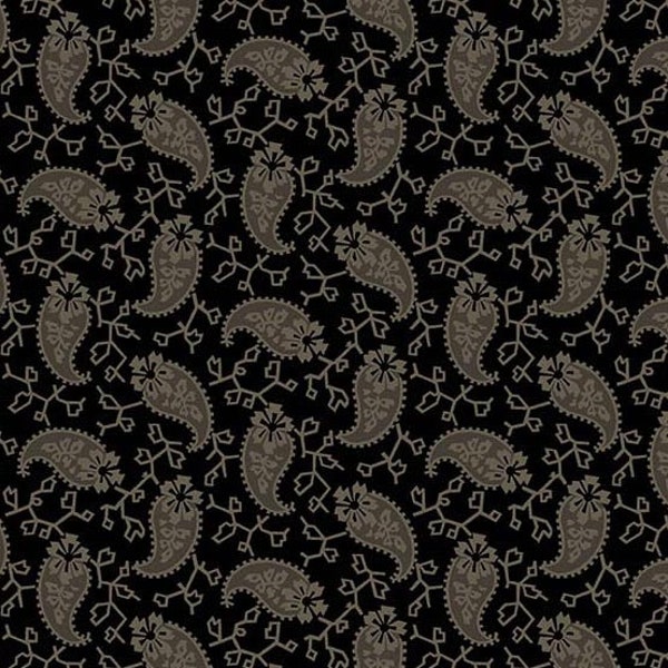 Thoroughbreds Bandana Black and Grey Paisley - A-8677-K by Two Can Art  for Andover - 100% Premium Cotton