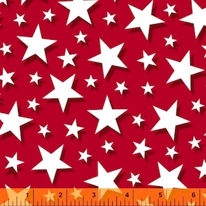 Pode incluir: Um fundo vermelho com um padrão repetitivo de estrelas brancas de diferentes tamanhos. As estrelas têm um efeito 3D, parecendo que se elevam do fundo.