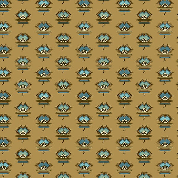 ROCHESTER Foulard Khaki A-9129-RN by Di Ford-HallTeal Civil War by Andover Fabrics - 100% Premium Quilt Shop Cotton Fabric