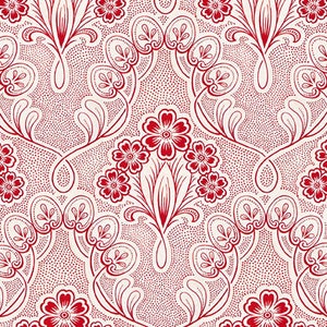 Cat Centric 5GSD-2 Red and White Floral by Gray Sky Studio for In The Beginning Fabrics - 100% Premium Cotton