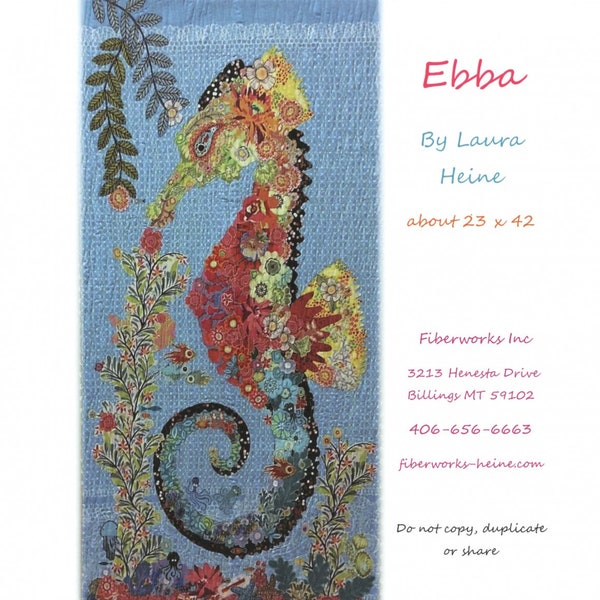 Ebba the seahorse collage pattern by Laura Heine From Fiberworks Inc