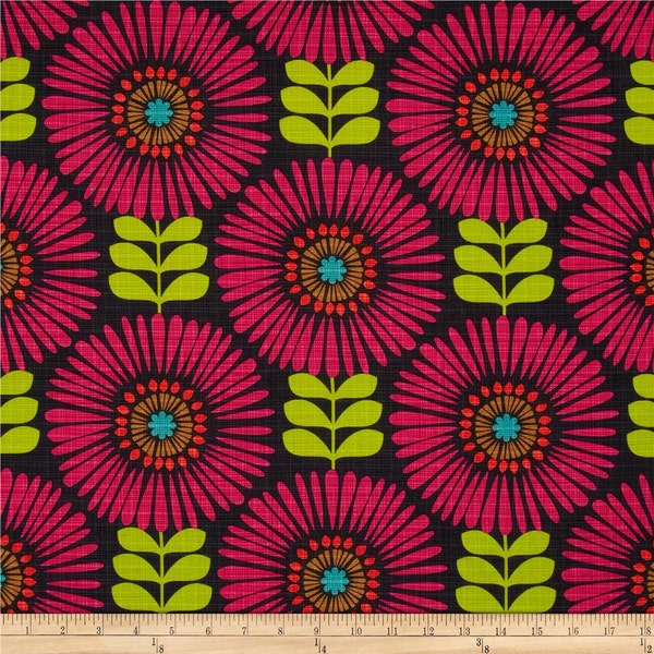 Michael Miller de 1/2 Yard - CX6688 Hashmark Fringe Flowers Magenta Purple and Lime - Piper Tula - 100% Premium Cotton