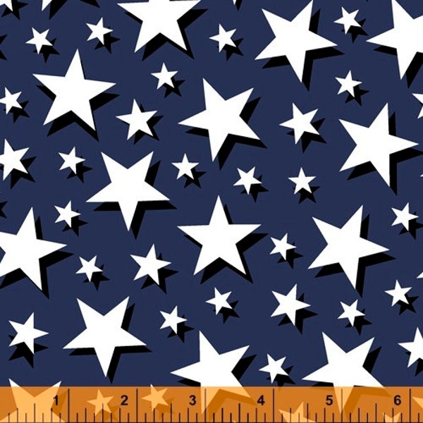 Pride and Honor by 1/2 Yard - 51770-1  Big Stars NAVY Blue by Whistler Studios for Windham - FREE Quilt Pattern Link - 100% Premium Cotton