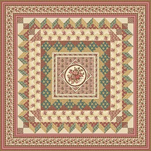 Windermere A-8927-LT Teal Floret 1800s Reproduction Fabric by Di