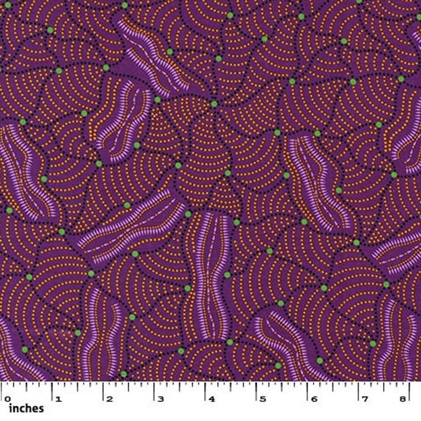 Original Aboriginal Art Design Apparel Wild Flower Dreaming 2 Purple WFD2P for M&S Textiles in Australia - 100% Premium Cotton