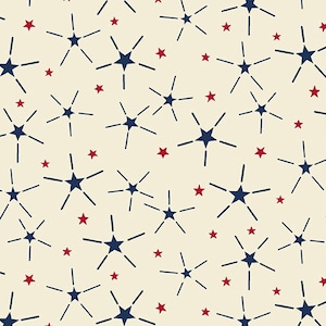 SALUTE Independence White A-8859-L Stars and Stripes by Kathy Hall for Andover - Patriotic Reproduction - 100% Premium Cotton - 13&quot; End Bolt
