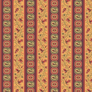 Carlisle Vining Stripe A 8470 N by Kathy Hall for Andover - Reproduction - Orange and Brown Stripe - 100% Premium Cotton