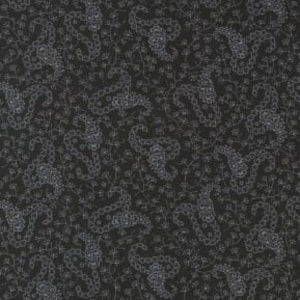 A-9144-KC Edison - Charcoal Paisley by Kathy Hall for Andover Fabric - 1920s Botanical - 100% Premium Quilt Reproduction Cotton