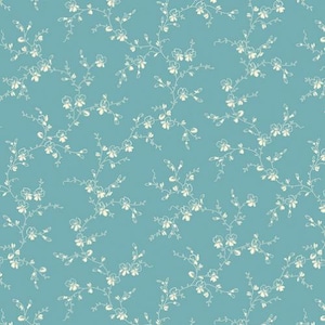 Key West A-8313-W Teal Floral Vines van Di Ford Hall voor Andover Fabrics - 100% Premium Katoen