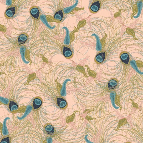 Flights of Fancy - Peacock Feather Spendor SPL-30017 - 1920s - Art Gallery - Half Yard - 100% Premium Cotton