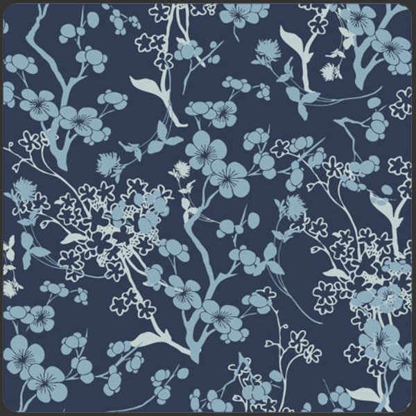 VOILE by 1/2 Yard - V-118 Branch Silhouette Blue for Art Gallery - 100% Premium Cotton - Fashion - Apparel - VOILE 52-53" Wide