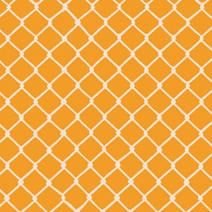 Thru the Wire PRS-213 - Orange/White - PRIORITY SQUARE by Katy Jones for Art Gallery Chain Link Fence - 100% Premium Cotton
